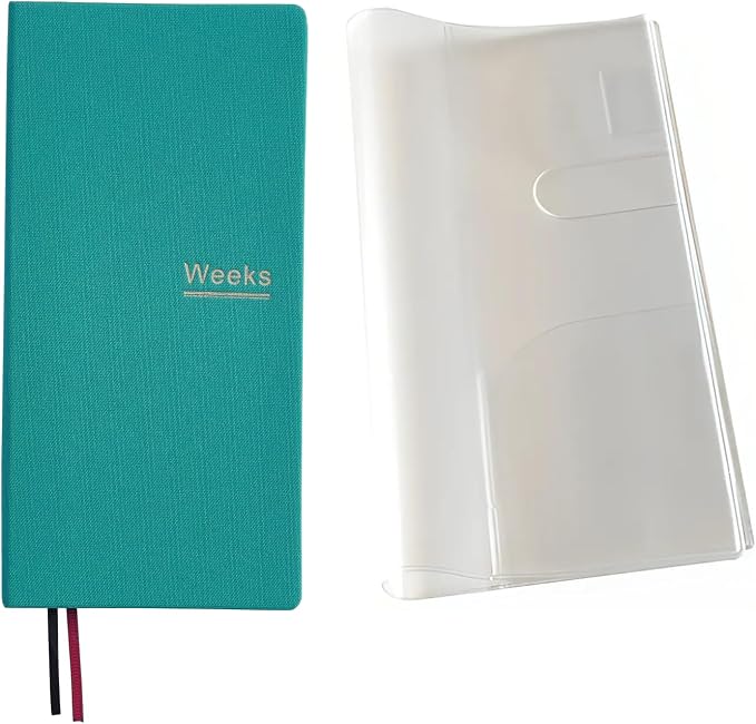 Undated Weekly Planner Notebook Pocket Organizer Appointment Book Journal Notebook A6 Week Plan Notepad (Green with cover)
