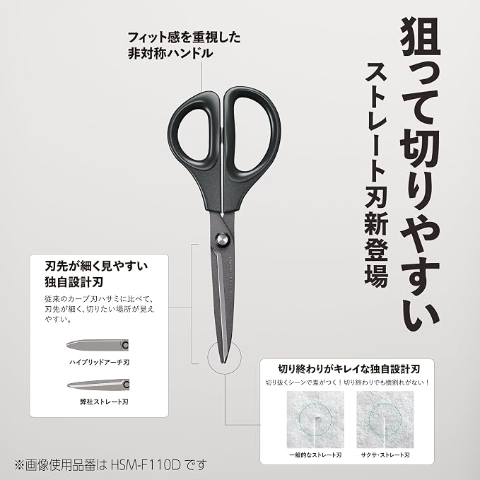 7“ Scissor All purpose with Straight Stainless Steel Blade, Black, Percise Cutting Performance, Easy to Aim, Heavy Duty Cutter for Office Home School Craft Supplies (HSM-110D)