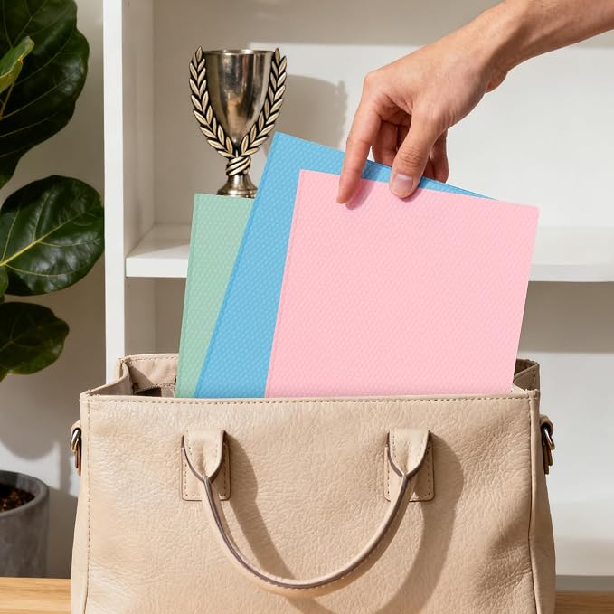 24-Pack Plastic andPockets and Prongs,2-Pocket and3 Fasteners, Pastel Folders Holds US Letter Size Paper for School/Office/Home, Pink