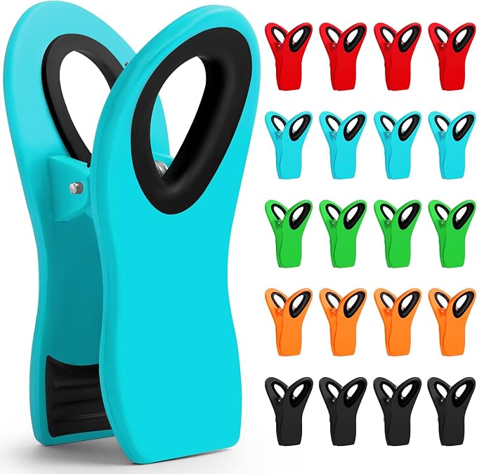 JETMORE 20 Pack Chip Clips, Food Clips, Magnetic Bag Clip for Chips, Snack | Built-in magnets add fridge-side storage, heavy-duty chip clips seal snacks, while kitchen clips keep pantry bags organized