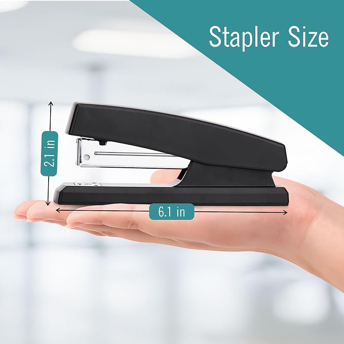 EXTRIC Staplers for Desk, Black Stapler Heavy Duty 2 PK 25 Sheet Capacity | Heavy Duty Desk Staplers with a 25 Sheet Capacity, Jam Resistant, Flat-Opening Design for Office or School