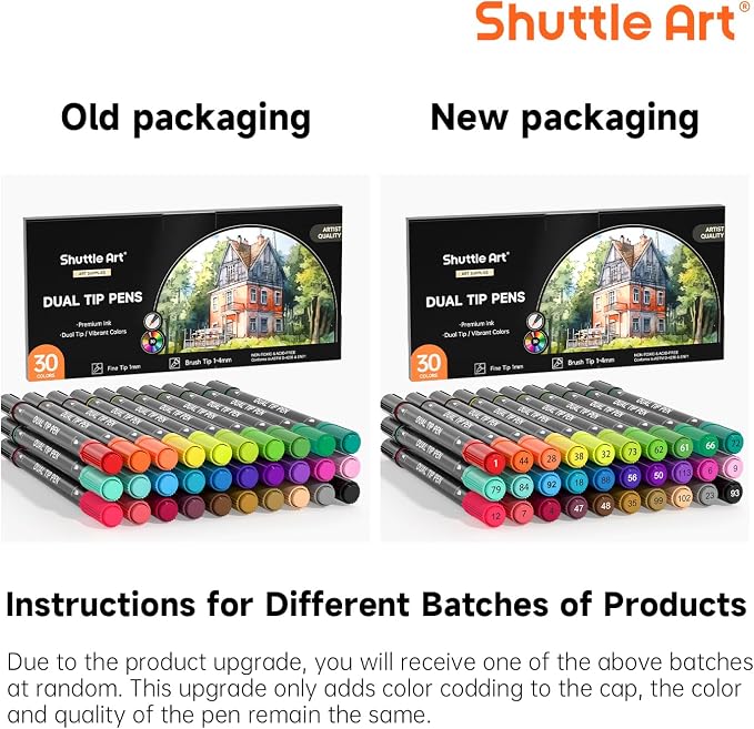 Shuttle Art Dual Tip Brush Marker Pens, 30 Colors Dual Tip Calligraphy Pens Fine and Brush Tip Markers Set, Water-based Ink Perfect for Kids Adult Artist Calligraphy Journal Doodling Writing