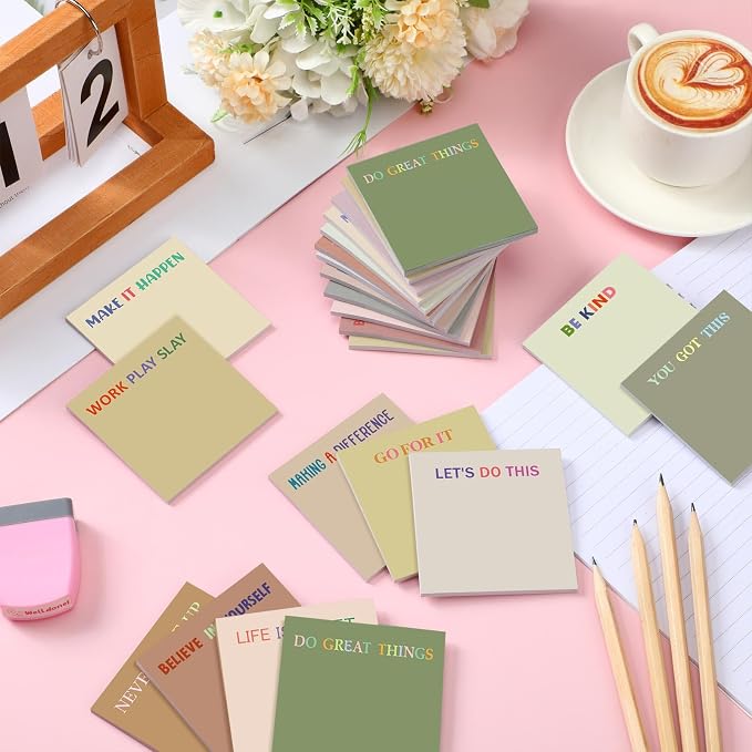 Yinder 24 Pcs Sticky Notes Gifts Bulk,Motivation,Boho