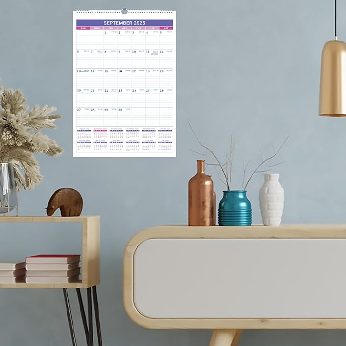 2026-2027 Wall Calendar - July 2026 - December 2027, 2026-2027 Calendar, 18 Months Wall Calendar, 12" x 17", Large Blocks, Spiral Bound