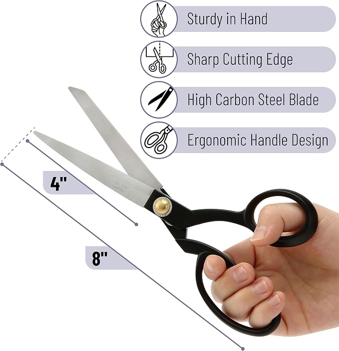 Mr. Pen- Fabric Scissors, 8-inch Black Premium Tailor Scissors, Sewing Scissors for Fabric Cutting, Fabric Cutter, Fabric Shears, Fabric Scissors Professional, Heavy Duty Scissors Heavy Duty