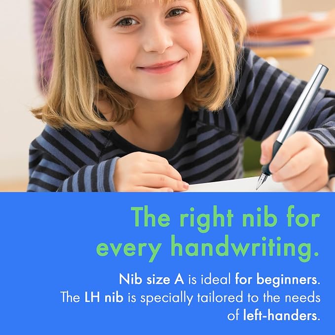 LAMY nexx lime – Fountain Pen with slip-proof grip & polished steel nib in size A - triangular aluminum body - including LAMY T 10 blue cartridge - Right-Handed