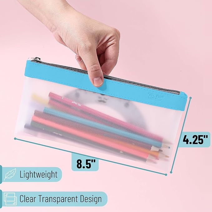 Mr. Pen- Clear Pencil Pouch, 8.50"x4.25", 3 Pack, Durable TPU Material | Medium Water-Resistant Pencil Bags with Smooth Zipper, Multipurpose Clear Pouch for Stationery, School, Office