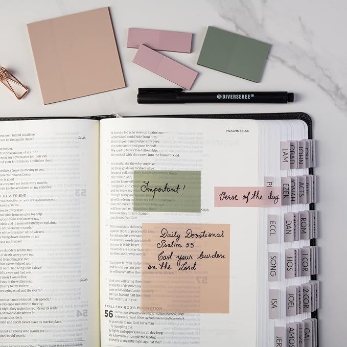 DiverseBee Transparent Sticky Notes (Includes Quick Dry Pen), Cute Clear Sticky Tabs, Translucent Page Flags Book Markers Stickers, Planner Accessories Bible Journaling Study Office Supplies (Pastel)