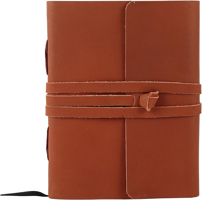 KomalC Handmade Leather Journal | Writing Notebook Diary | Bound Daily Notepad For Men & Women Unlined Paper Medium, Writing Pad for Artist, Sketch