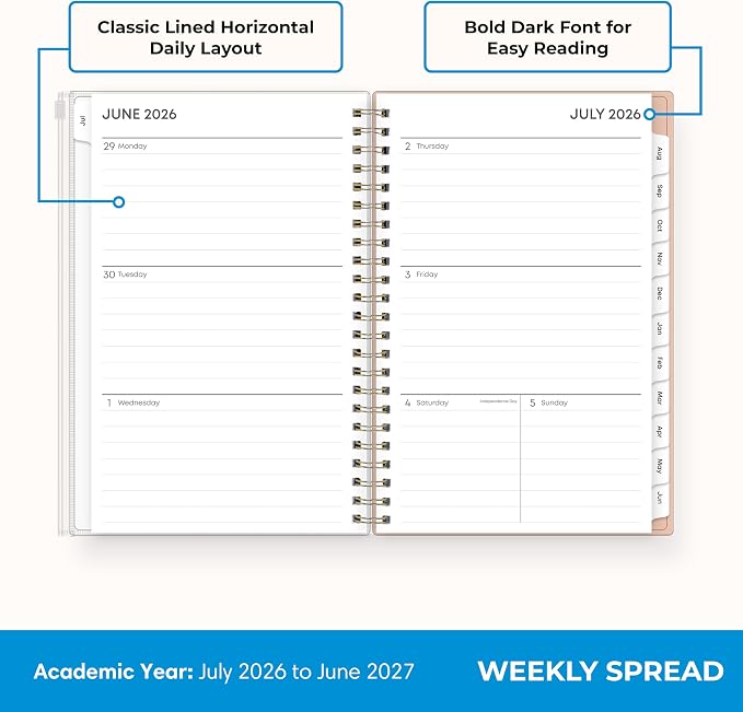 Blue Sky 2026-2027 Weekly & Monthly Academic Planner, 5"x8", Believe | July 2026 - June 2027, Flexible Cover With Zip Pouch, Wirebound, Storage Pocket, Academic Year