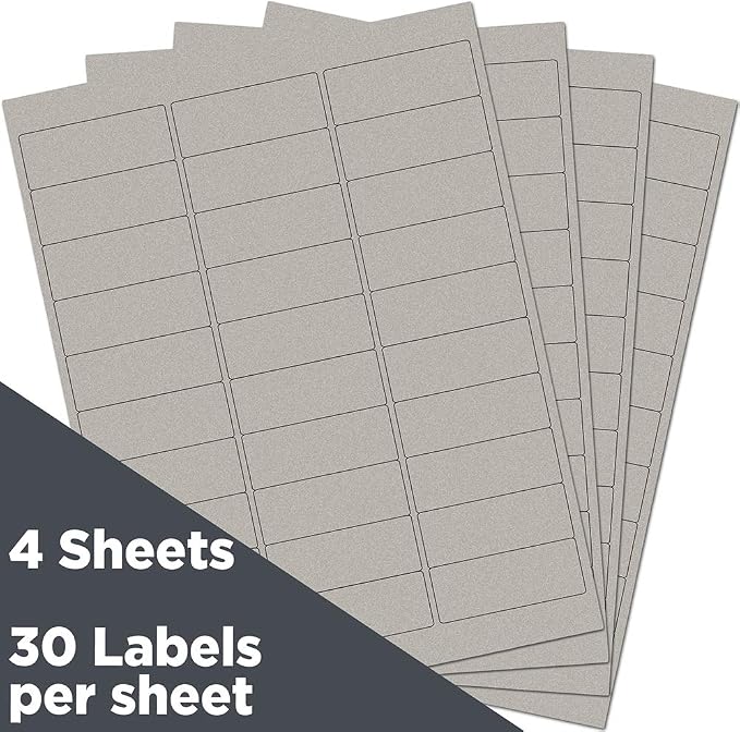 JAM PAPER Return Address Labels - Standard Mailing - 1 x 2 5/8 - Silver Metallic - 120 Shipping Labels/Pack