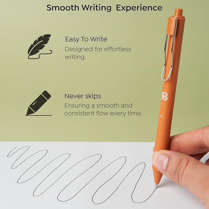 BLIEVE - Gel Pens With Cool Matte Finish, Aesthetic and Cute Pens With Smooth Writing For Journaling And Bible Note Taking No Bleed Through, Cute School Supplies 8 Pack (Black Ink)