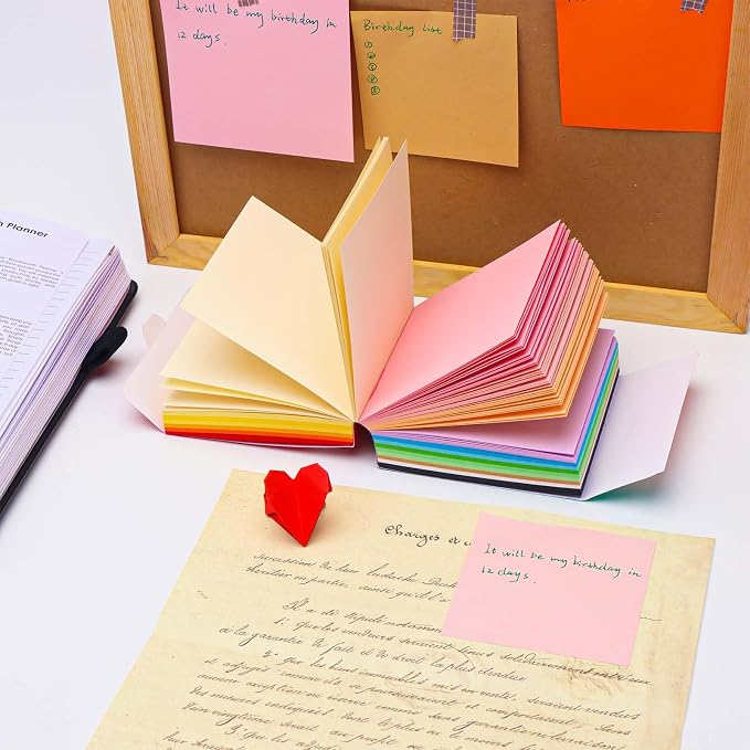 Tear Off Notepad 3.5x3.5 Non Sticky Notes 380 Sheets Tearable 80gsm Memo Paper 19 Colors Note pad Black Square Cube for Taking Notes (3.5" x 3.5")