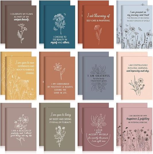 Tatuo 24 Pcs Positive Affirmation Notebooks Inspirational Notebook Small Motivational Encouragement Notepads Daily Affirmations Journal for Women Men Adult Party Favor Coworker(Vibrant)