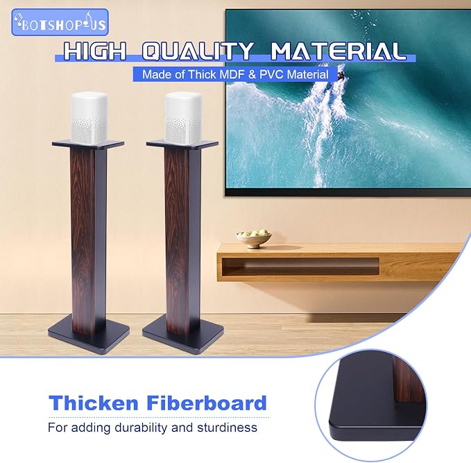 36" Floor Speaker Stands Pair Studio Monitor Stands Bookshelf Speaker Stands Wood Floor Speaker Stands Large Bookshelf Speaker Stands Speaker Stand for Theaters (Black Walnut Wood)
