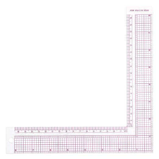 TIESOME L-Square Ruler Clear Sewing Ruler, Plastic Measure Tailor Ruler 90 Degree Clear Sewing Ruler Square Framing Measuring Tool Fabric Sewing Measuring Supplies for Pattern Making(1 PCS)