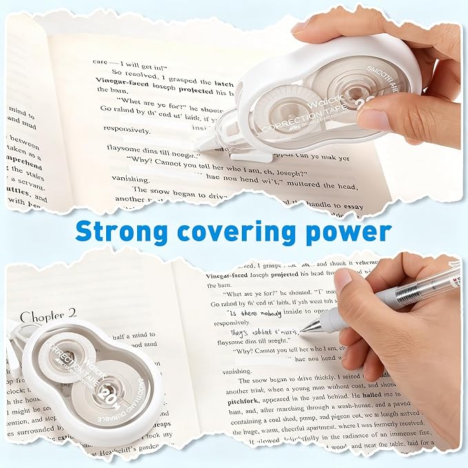 Correction Tape with Dispenser, 65.6ft, Tear-Resistant, Easy-to-Use Applicator, for Office or School, 5-Pack (5, White)