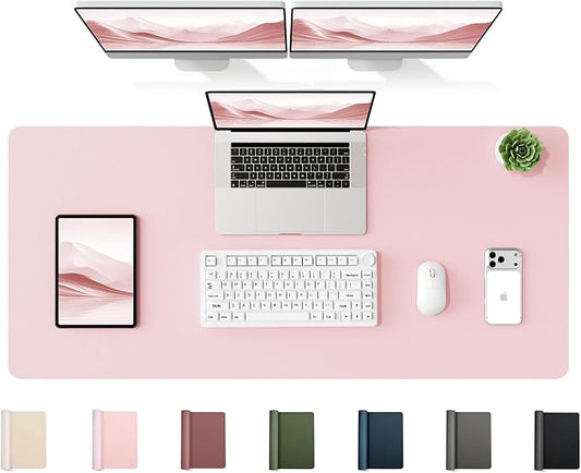 YSAGi 47.2" x 24" Large PU Leather Desk Mat for Keyboard and Mouse - Waterproof Non-Slip Desk Pad Protector for Office, Home, Writing Desk, Pink