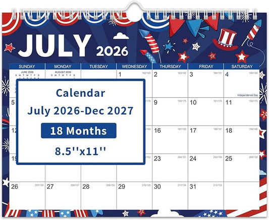 Comix 18 Month Wall Calendar 2026-2027 11x8.5 Inch, Monthly Planner Jul 2026 to Dec 2027, Thick 120GSM Paper with Stable Twin-Wire Binding for Home Office Planning