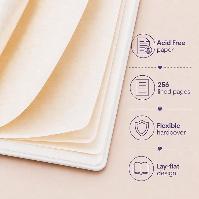 WORLD TRAVELER Eccolo A5 Hardbound Journal Notebook 256 Ivory Lined Pages | Sturdy Flexible Hardcover, 80GSM Acid-Free Ivory Pages, Smyth-Sewn Lay-Flat Binding, Ribbon Bookmark