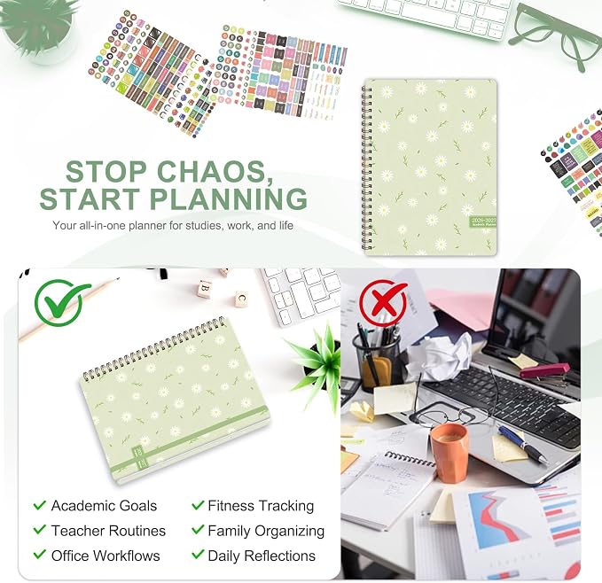 Planner 2026-2027, Weekly and Monthly Academic Year Calendar Planner, July 2026 - June 2027, Daily Agenda Book for Office School Supplies, A5(6.3'' x 8.5'')