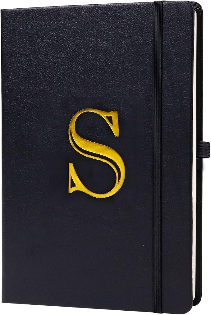 Business Notebook for Men, A5 Journal Notebook with A-Z , Dual-Sided Writing Paper Notebook with Dividers, Travel Journal for Teens, 200 Pages Leather Journal for Writing, Work, Meetings,Black S