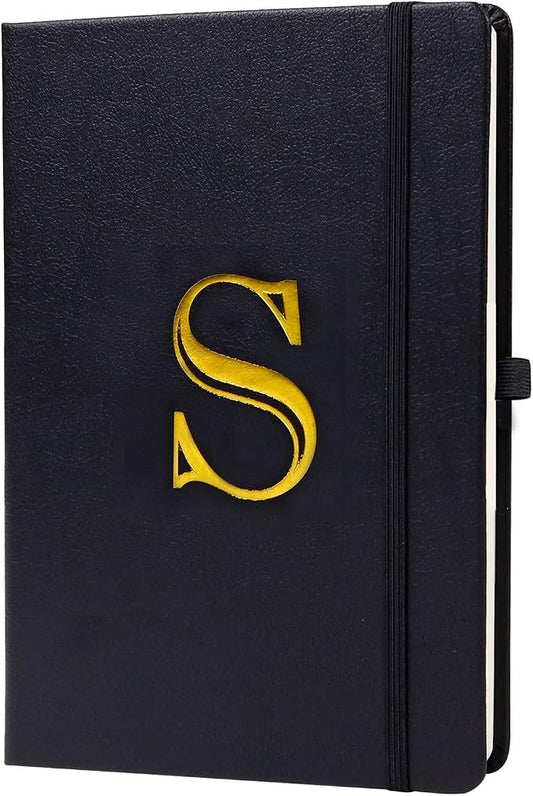 Business Notebook for Men, A5 Journal Notebook with A-Z , Dual-Sided Writing Paper Notebook with Dividers, Travel Journal for Teens, 200 Pages Leather Journal for Writing, Work, Meetings,Black S
