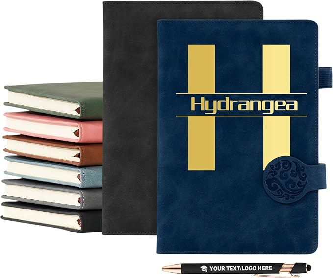 ENOMY Personalized Notebook Set with 10PC Pens Custom Journal for Writing Men Women Custom Notebook Ideal Graduation Valentine's Day Gift, Dark Blue