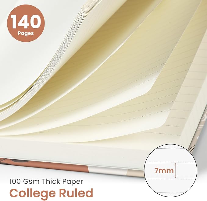Taja Lined Spiral Journal Notebook for Women, A5 Cute College Ruled Hardcover Notebook for Work & Note Taking, Pretty Journal for Writing, 140 Pages, Abstract