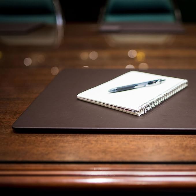 Dacasso 20" x 16" Chocolate Brown Leather Luxury Conference Pad - Leather Desk Blotter for Writing - Boardroom Organization & Executive Table Decor