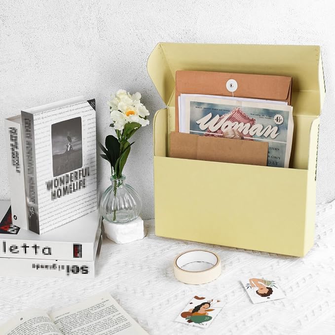 Lineco Archival Document Storage Box, Tan, 12.5" x 10.5" x 2.5" | Letter-Sized, Metal Edge, Acid-Free Boxboard Case, Organize Files, Prints, Photos