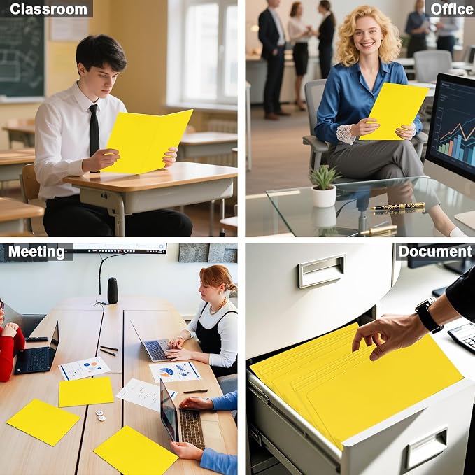 Folders with Pockets, LAYZZ 30 Pack Paper Pocket Folders, 2 Pocket File folders Fits Letter Size Paper, for School Office and Home (Yellow)