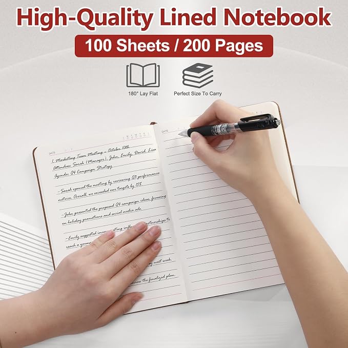 ENOMY Personalized A5 Notebook Gift Set with Custom Pen PU Leather Journal Box, Silver