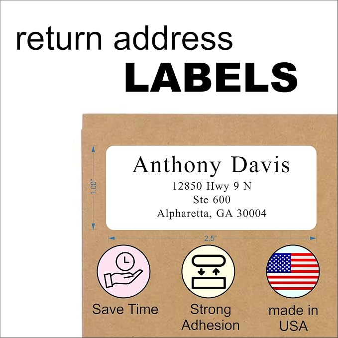 Personalized White Address Labels for Wedding or Business – Custom Return Address Stickers for Envelopes, Mailing & Shipping Packages – Bulk Business Mailing Labels by PrettySweetParty (Serif Font)