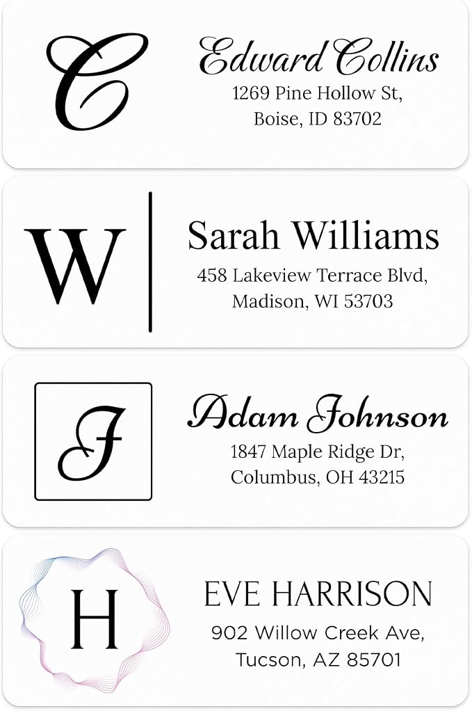Personalized Return Address Labels, Custom Address and Name Mailing Labels Square for Envelopes & Branding - Wreath 1x2.6 Inches Flat Sheet of 60-1200 Made in USA by My Sign Center