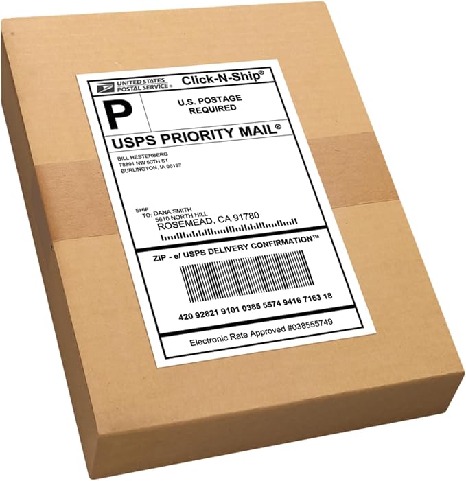 Avery Half-Sheet Printable Shipping Labels, 5.5" x 8.5" Customizable Stickers, White, 200 Blank Mailing Labels, Great for Mailing, Shipping, Organizing, and More (8426)