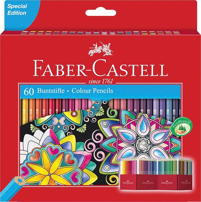 Faber-Castell Castle 111260 Colouring Pencils Set, 60 Pieces, Hexagonal, Shatterproof, for Children and Adults