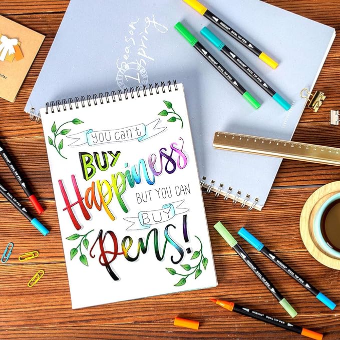 Nicecho 60 Colors Markers for Adult Coloring Books, Dual Brush Art Marker Pens - Fineliner & Brush Pen for Journaling, Calligraphy, Drawing, Sketching