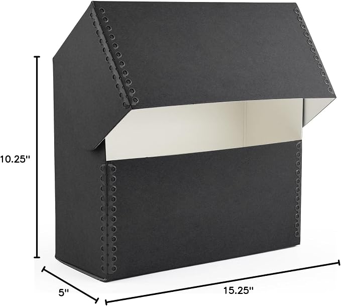 Lineco Archival Document Storage Box, Black, 15.5" x 10.5" x 5" | Legal-Sized, Metal Edge, Acid-Free Boxboard Case, Organize Files, Prints, Photos