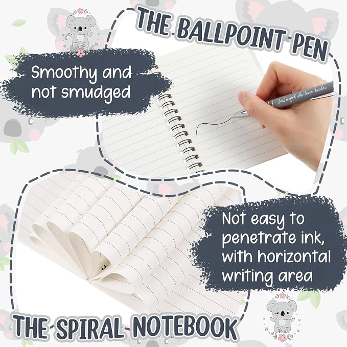 Kinlop 5 Pcs Koala Lover Gifts for Women Include Just a Girl Who Loves Koalas Tote Bag Canvas Cosmetic Bag Coil Notebook Keychain and Ballpoint Pen for Women Girls