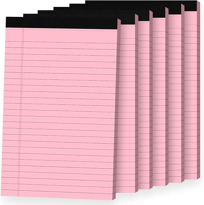 6pcs Small Note Pads, Pink Notepads 5x8 College Ruled Notebook, Writing Pads 5 x 8, Legal Pads, Pad Paper Perforate Notebooks for Work, Message, School, Office Supplies,30 Sheets/Pack
