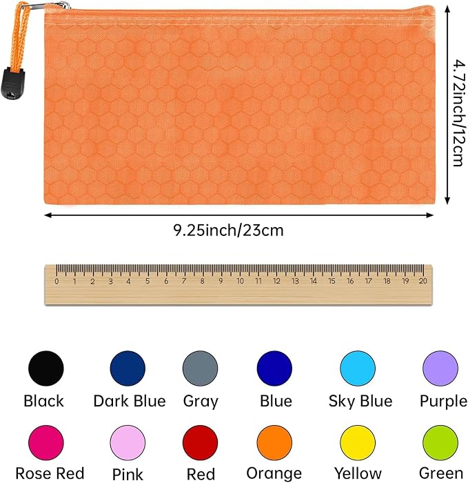 EOOUT 35pcs Pencil Pouch Bulk, 9.3x4.7 Inches Small Zipper Pouches for Bill Office School Supplies Cosmetics Travel Accessories in 12 Colors