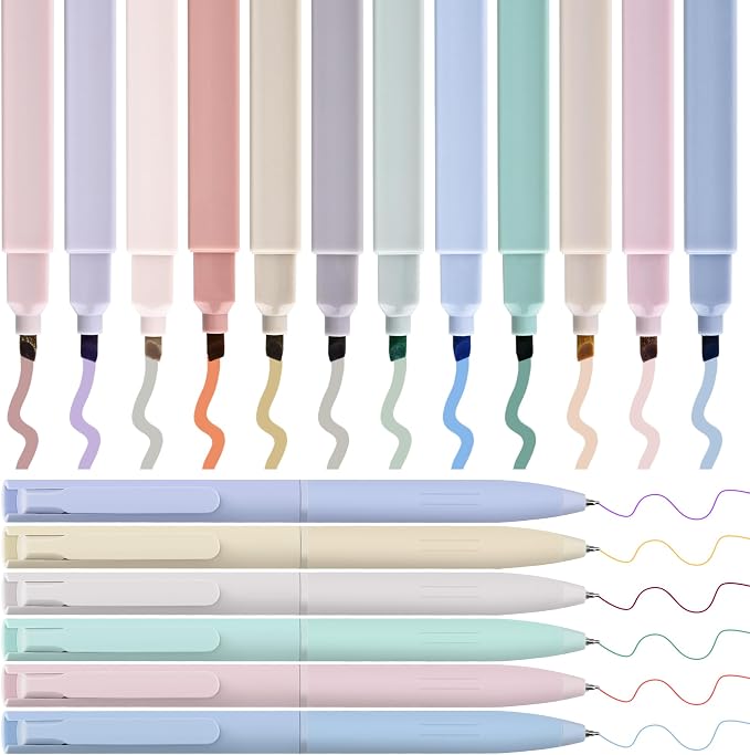 DazSpirit 12 Pastel No Bleed Bible Highlighters & 6 Color Pens Set | Quick-Dry Cute Aesthetic Markers in Assorted Colors for Bible Study, Journaling, Office and School Supplies