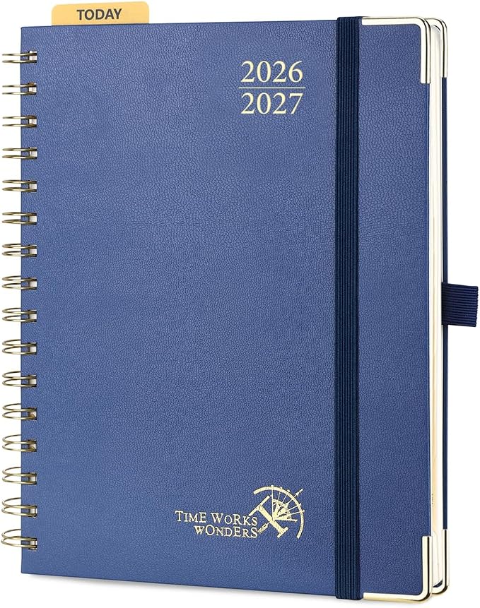 POPRUN 2026-2027 Weekly Planner 6.25" x 8.5" Weekly and Monthly Planner | Jul 2026 - Jun 2027 Daily Agenda Book with Hourly Schedule, Tabs, Hardcover, School and Office Supplies- Light Yellow