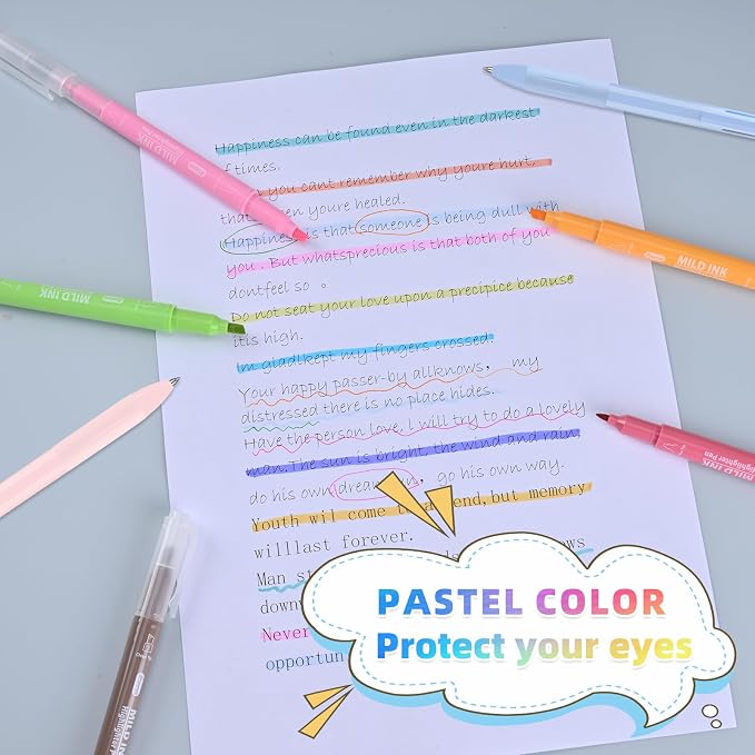 18 Pcs Aesthetic Highlighters and Gel Pens Set - 16 Colors Dual Tip Pastel Highlighters (Chisel & Fine Tips) & 2 Pcs 3-in-1 Multicolor Gel Pens for Journaling, School Supplies, Textbooks