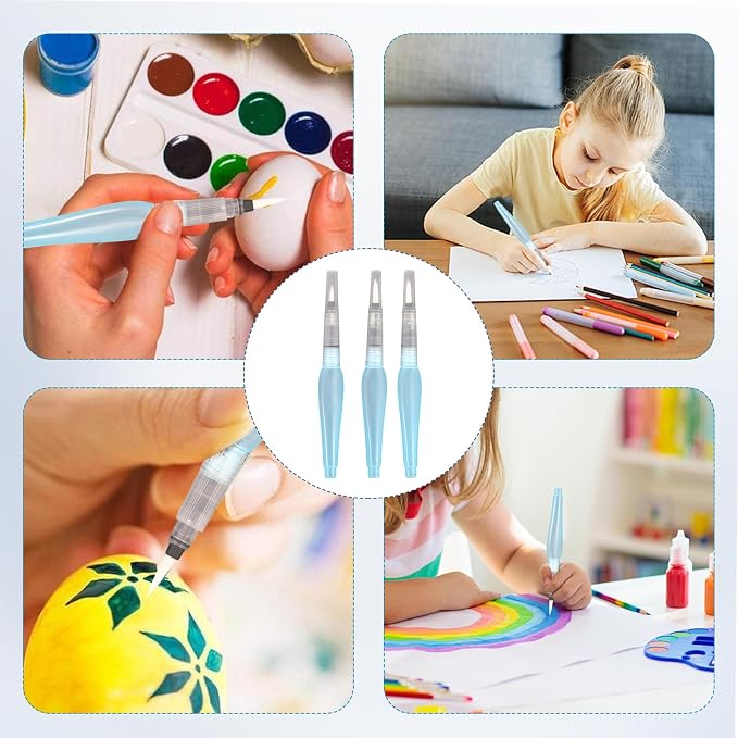 18 PCS Water Brush Pen, Refillable Watercolor Brush Pens, Leakproof Water Pens Suitable for Watercolor, Gouache, Artist, Calligraphy, Acrylic Painting (12/14/16mm)