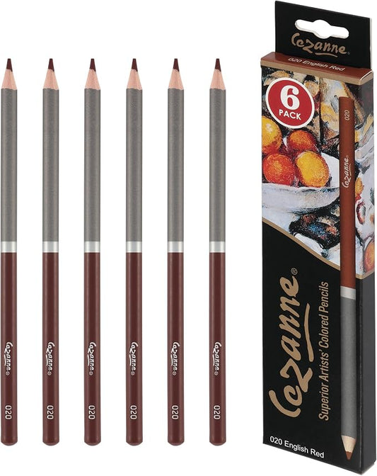 Cezanne Creative Mark Premium Colored Pencils, English Red, 10 Packs (60 Count) Highly Pigmented Artist Set, Smooth Sketching Coloring Highlighting Blending, Soft 3.3Mm Wax-Based