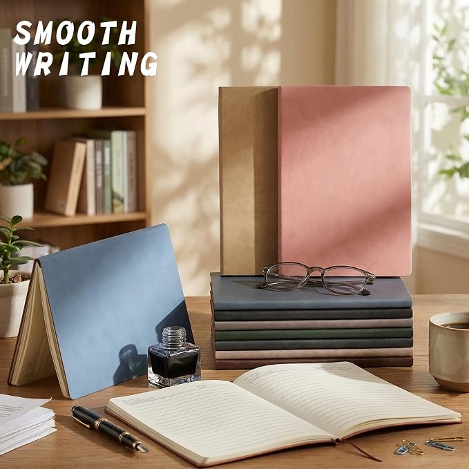 PerKoop 48 Pcs A5 PU Leather Journals for Laser Engraving, 8.1 x 5.6 Inch Lined Notebook Blanks 128 Pages, Lay Flat Ruled Writing Notebooks for DIY Crafting Office School Gifts (Morandi Color)
