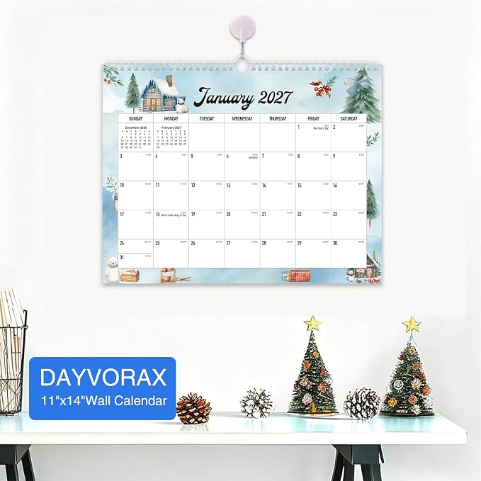 2026-2027 Wall Calendar - 18 Months Wall Calendar 2026-2027 with Thick Paper, Jul 2026 - Dec 2027, 14" x 11", Twin-Wire Binding, Home or Office Calendar for Easy Organizing