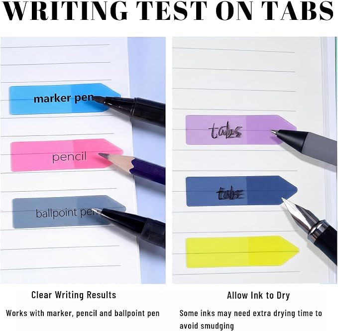 Ericter Arrow Sticky Tabs 1200PCS Writable Repositionable Translucent PET Page Markers Book Tabs Index Flags, Book Annotation Tabs for Notebooks Study Office School Supplies
